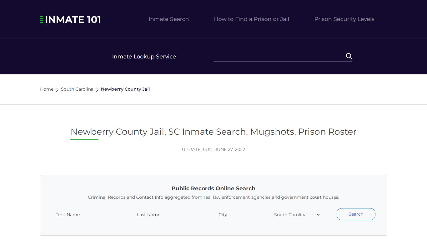 Newberry County Jail, SC Inmate Search, Mugshots, Prison ...